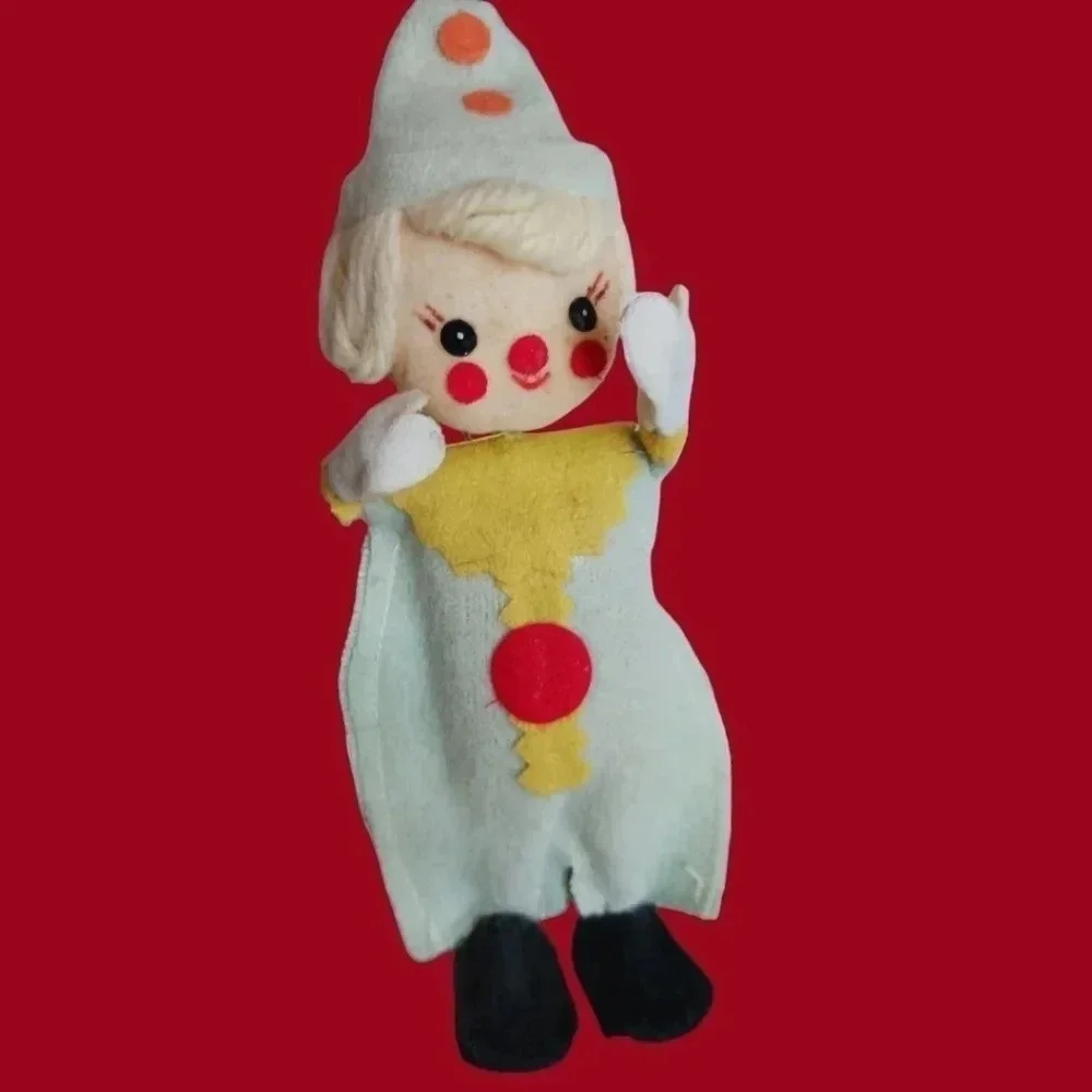 Vtg clowns felt christmas ornaments lot of 2